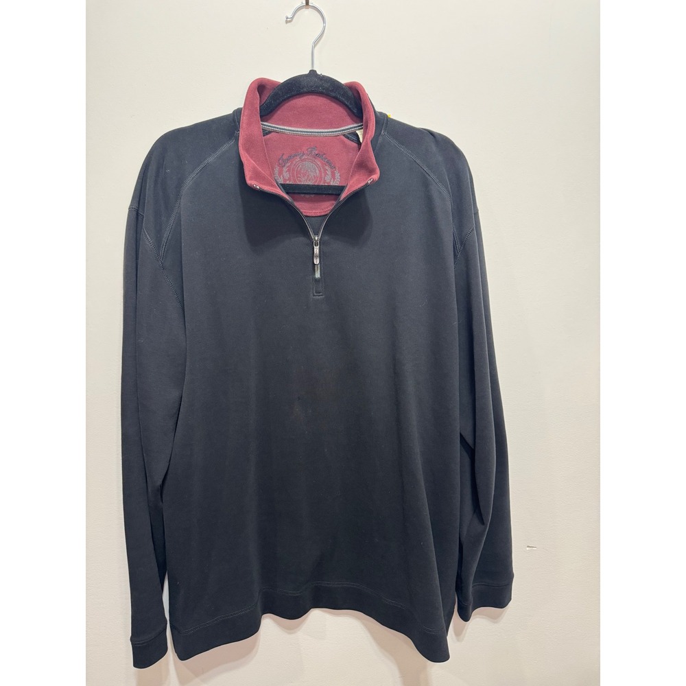 Tommy Bahama Mens XL Black 100% Pima Cotton Quarter Zip Pullover Sweater